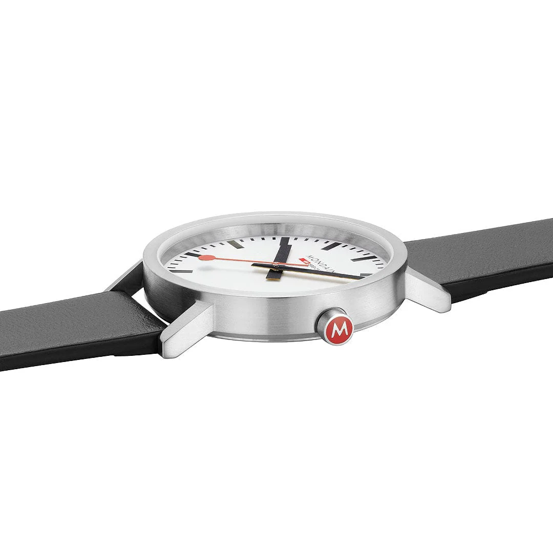 Classic, Brushed Steel, 40 mm, Black Vegan Grape Leather - Image 3