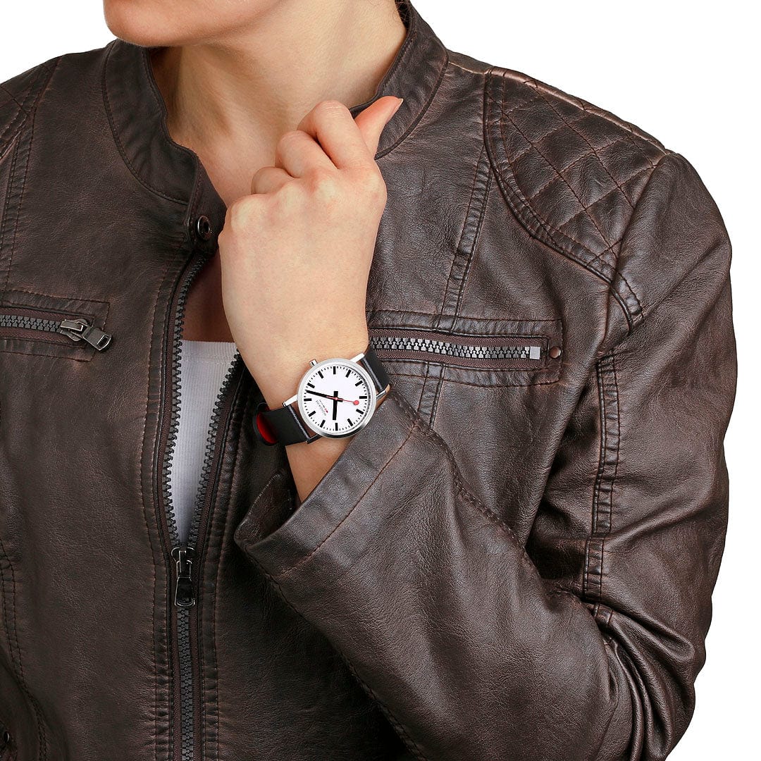 Classic, Polished Steel, 36 mm, Black Vegan Watch - Image 8
