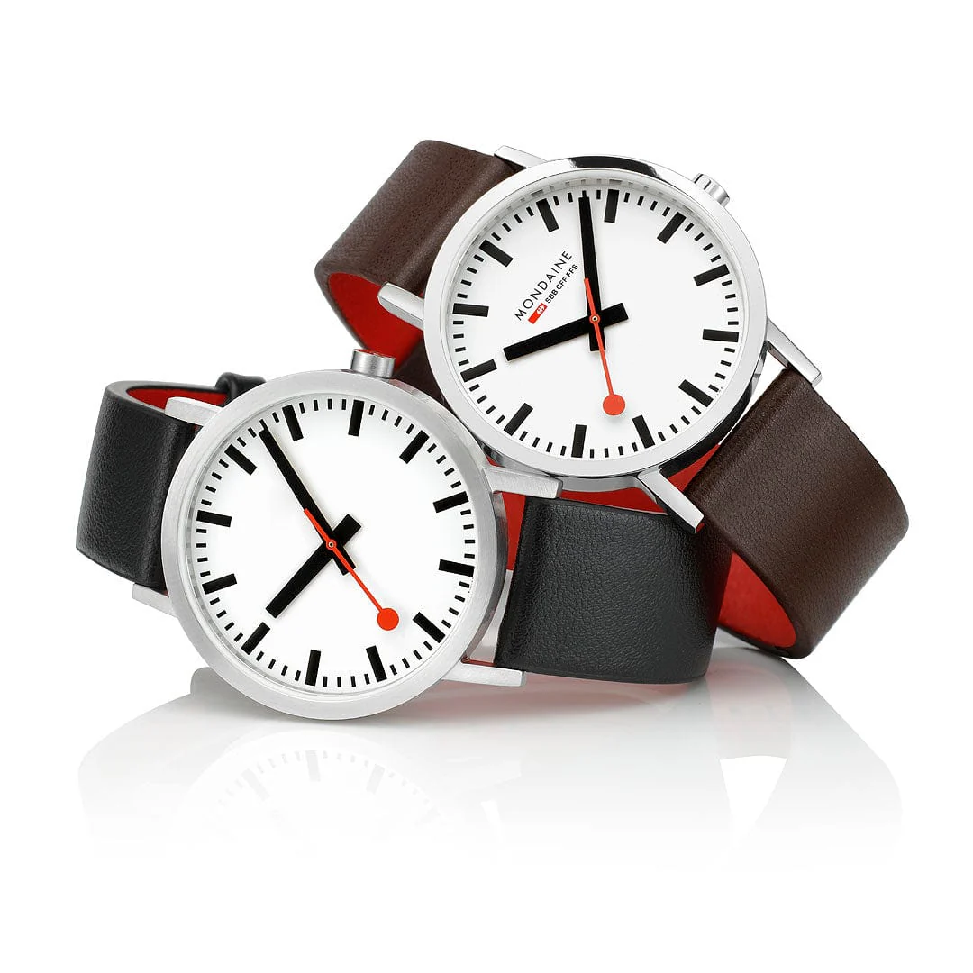 Classic, Brushed Steel, 40 mm, Black Vegan Grape Leather - Image 5