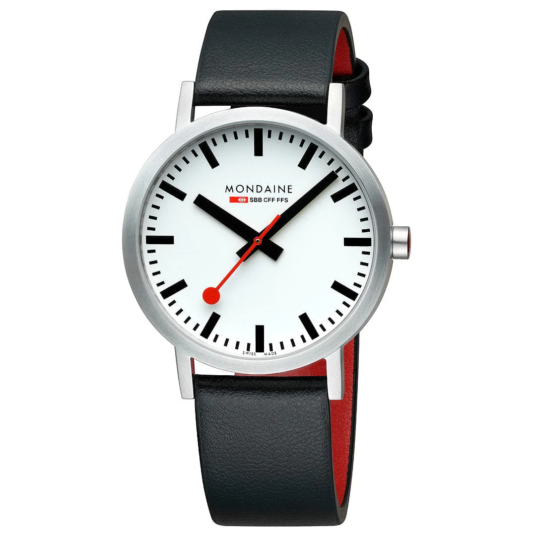 Classic, Brushed Steel, 40 mm, Black Vegan Grape Leather - Image 7