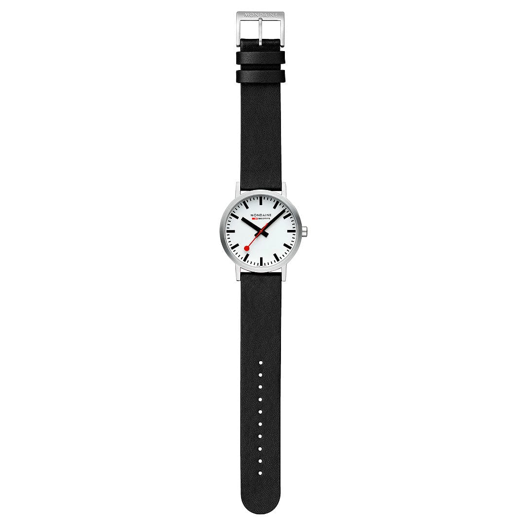 Classic, Brushed Steel, 40 mm, Black Vegan Grape Leather - Image 8