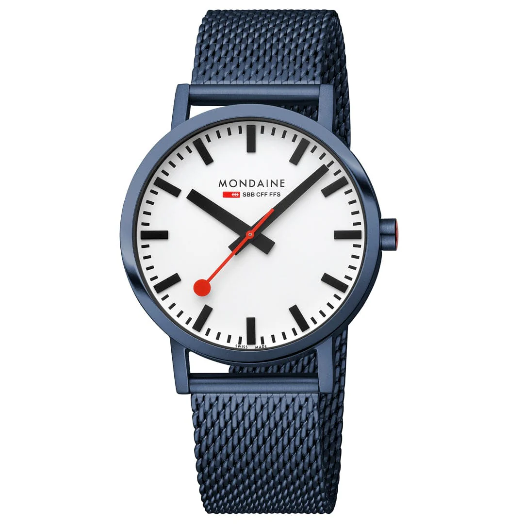 Classic, Brushed Steel, 40 mm, Blue Stainless Steel Watch - Image 3