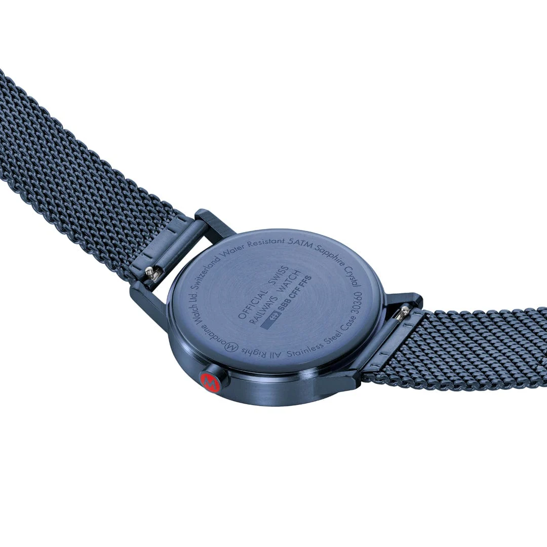 Classic, Brushed Steel, 40 mm, Blue Stainless Steel Watch - Image 5