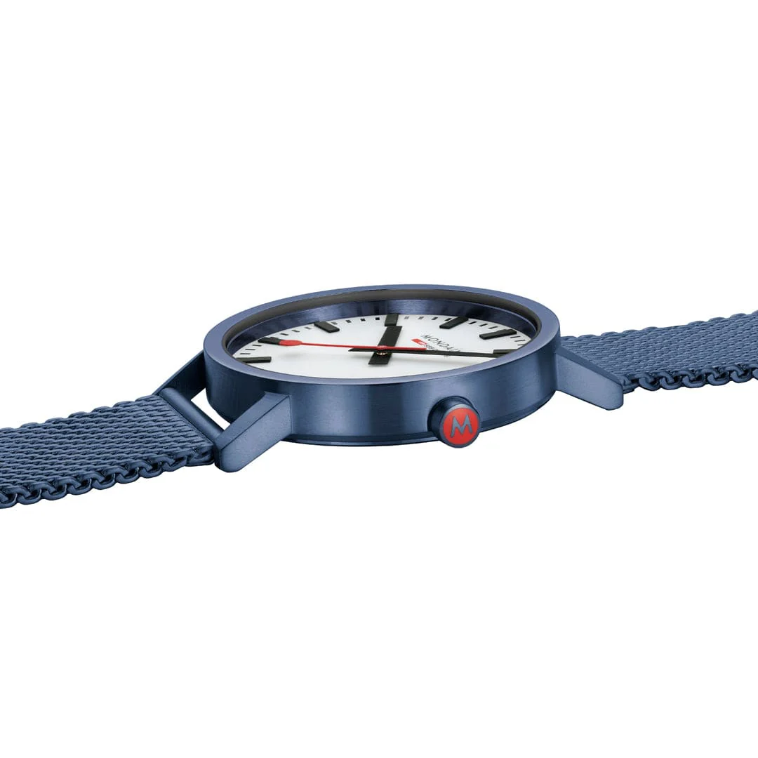 Classic, Brushed Steel, 40 mm, Blue Stainless Steel Watch - Image 6