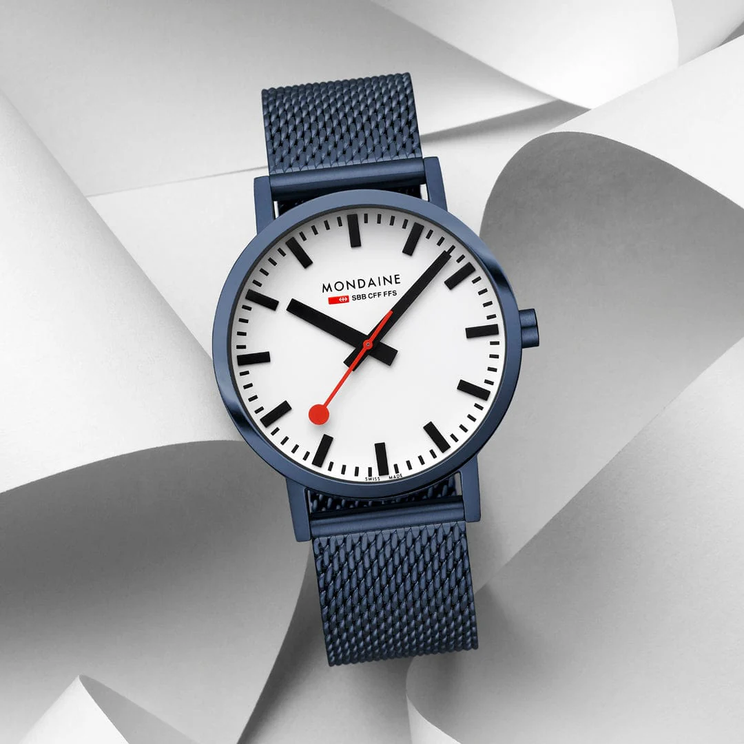 Classic, Brushed Steel, 40 mm, Blue Stainless Steel Watch - Image 7