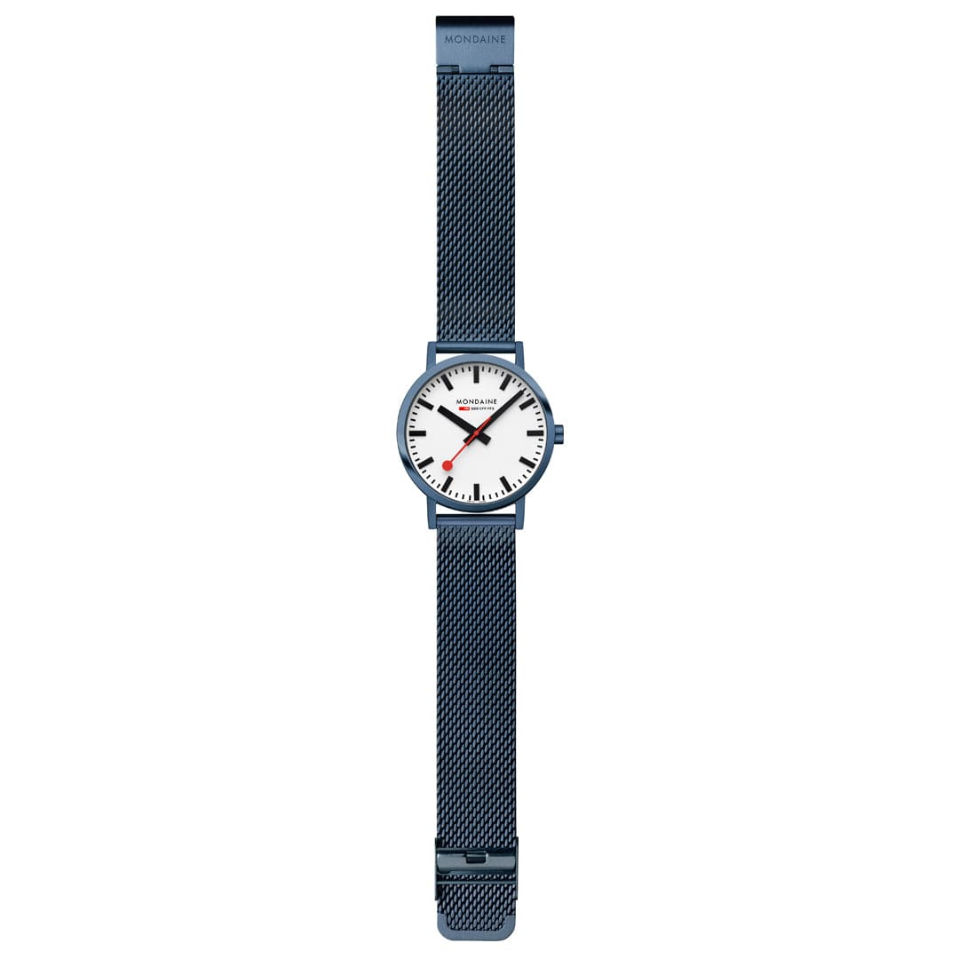 Classic, Brushed Steel, 40 mm, Blue Stainless Steel Watch - Image 8