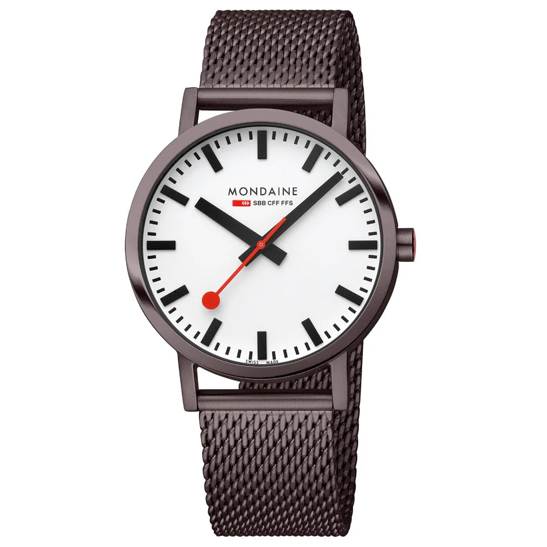 Classic, Brushed Steel, 40 mm, Brown Stainless Steel Watch - Image 3