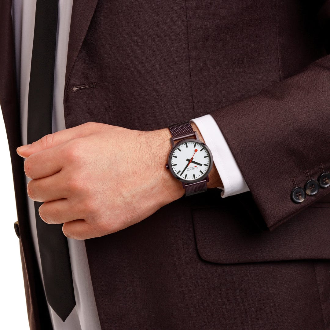 Classic, Brushed Steel, 40 mm, Brown Stainless Steel Watch - Image 4