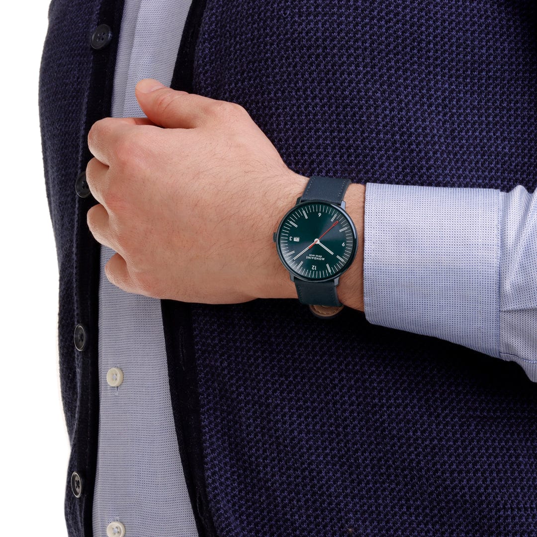 Doppio, Polished IP Blue Steel, 41 mm, Blue Vegan Apple Leather - Image 3