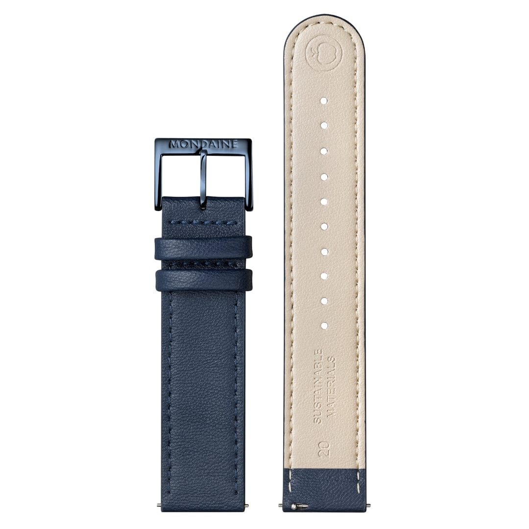 Doppio, Polished IP Blue Steel, 41 mm, Blue Vegan Apple Leather - Image 4