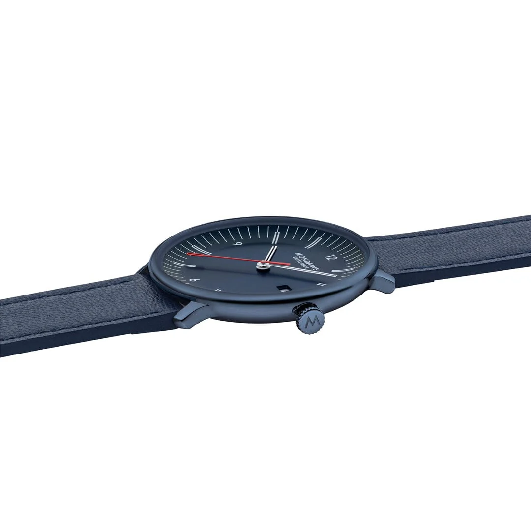 Doppio, Polished IP Blue Steel, 41 mm, Blue Vegan Apple Leather - Image 5
