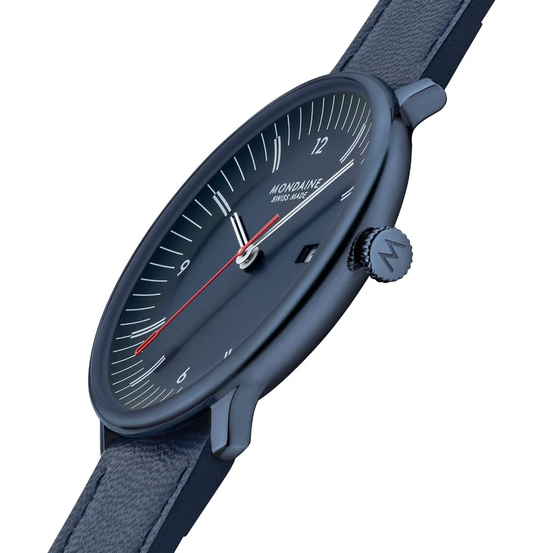Doppio, Polished IP Blue Steel, 41 mm, Blue Vegan Apple Leather - Image 7