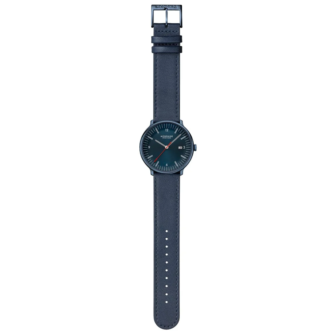 Doppio, Polished IP Blue Steel, 41 mm, Blue Vegan Apple Leather - Image 9