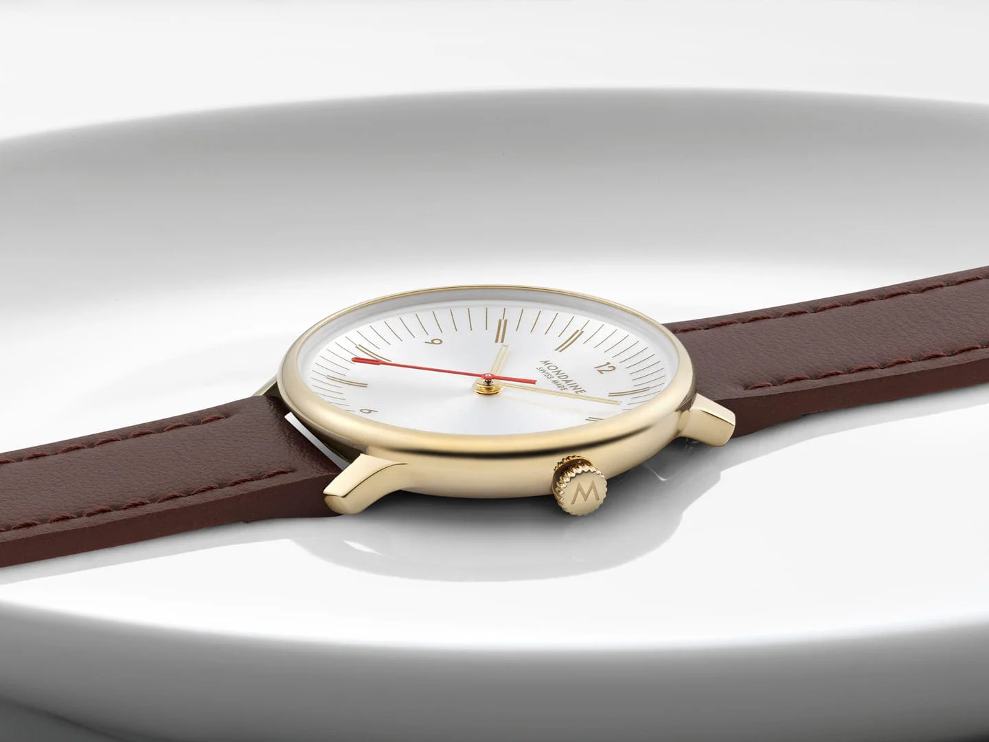 Doppio, Polished IP Gold Steel, 33 mm, Brown Vegan Grape Leather - Image 13