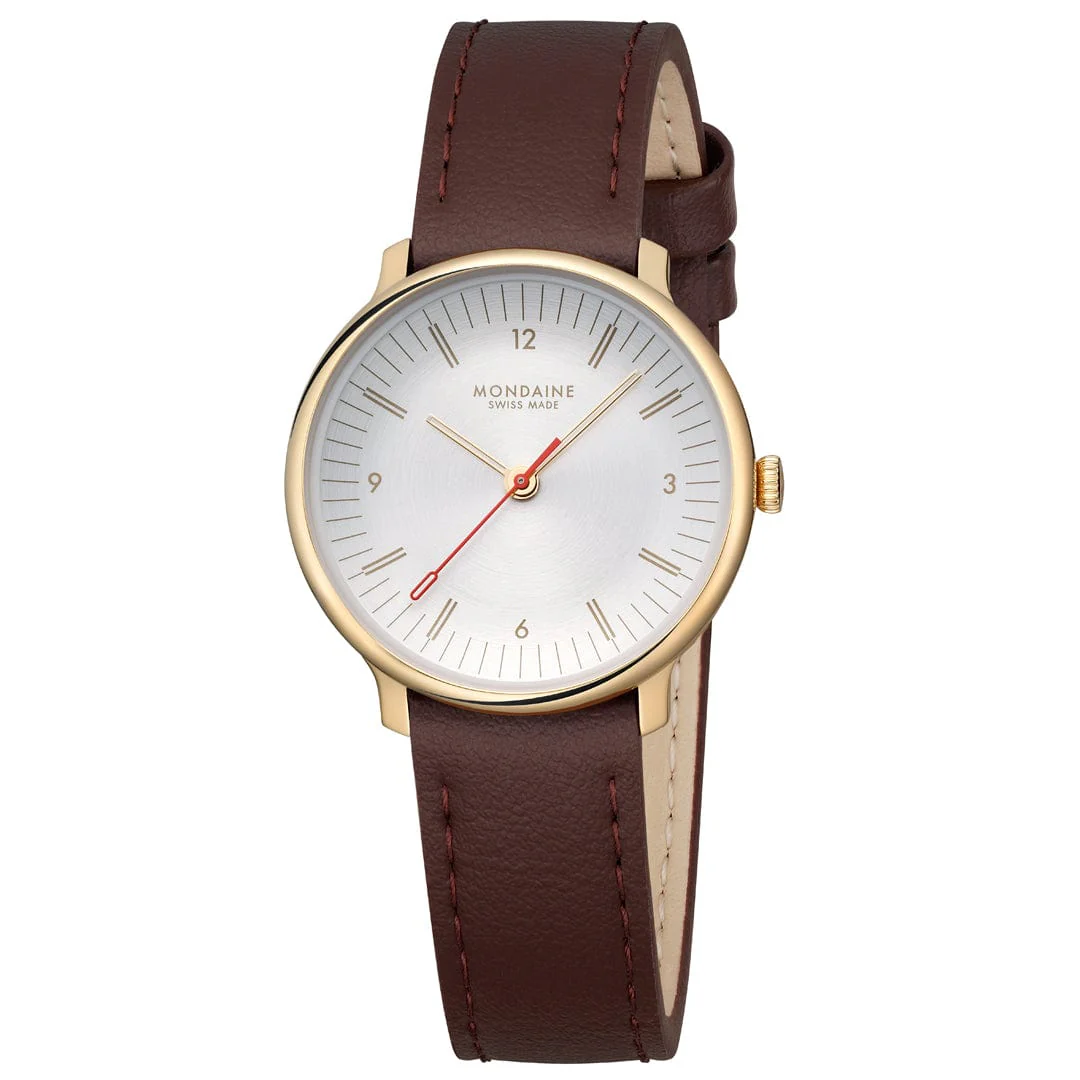 Doppio, Polished IP Gold Steel, 33 mm, Brown Vegan Grape Leather - Image 8