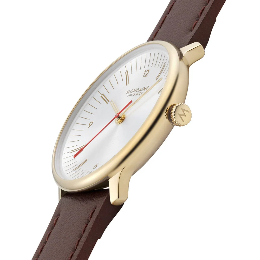 Doppio, Polished IP Gold Steel, 33 mm, Brown Vegan Grape Leather - Image 9