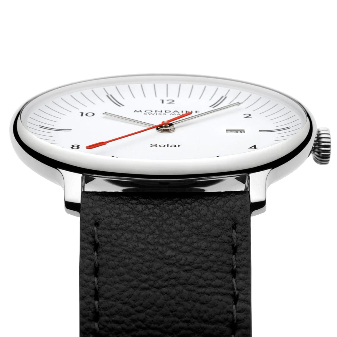 Doppio Solar, Polished Steel, 41 mm, Black Vegan Grape Leather - Image 3