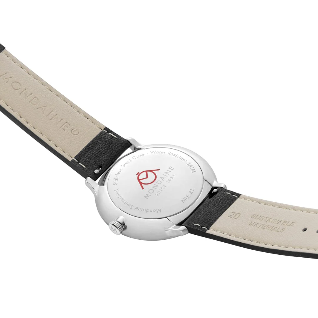 Doppio Solar, Polished Steel, 41 mm, Black Vegan Grape Leather - Image 7