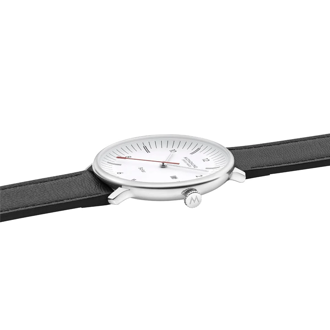 Doppio Solar, Polished Steel, 41 mm, Black Vegan Grape Leather - Image 8