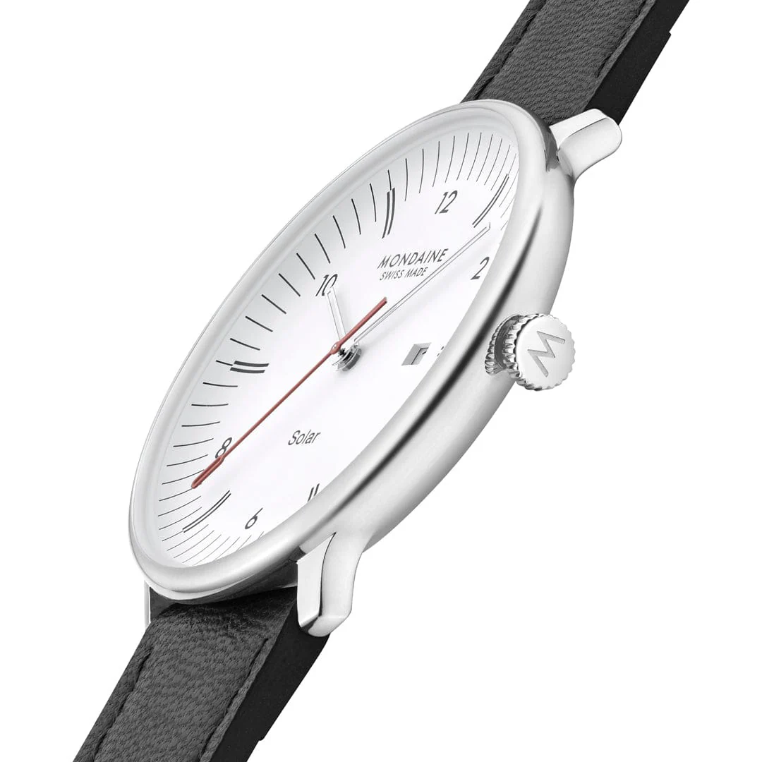 Doppio Solar, Polished Steel, 41 mm, Black Vegan Grape Leather - Image 9