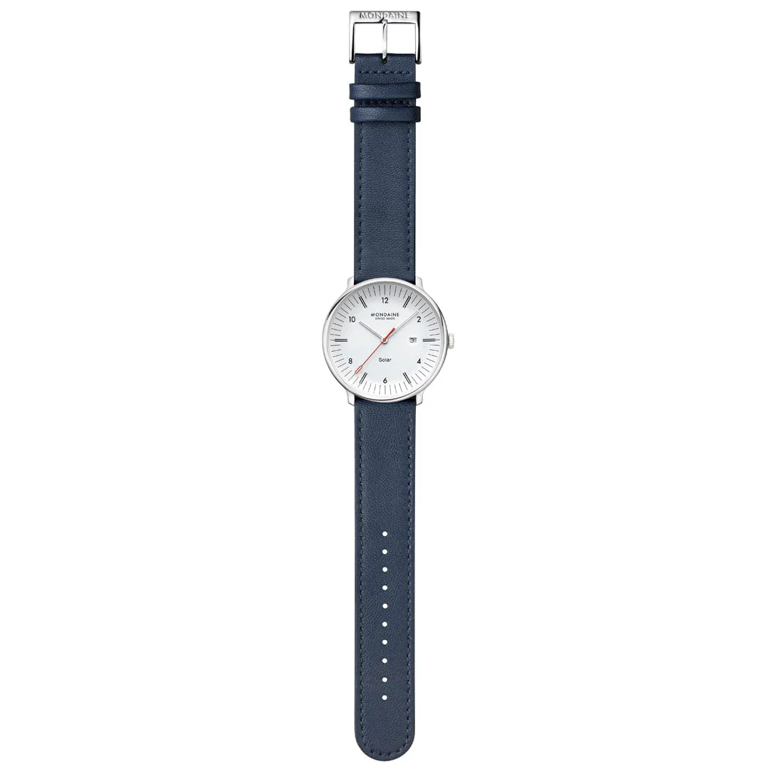 Doppio Solar, Polished Steel, 41 mm, Blue Vegan Apple Leather - Image 12