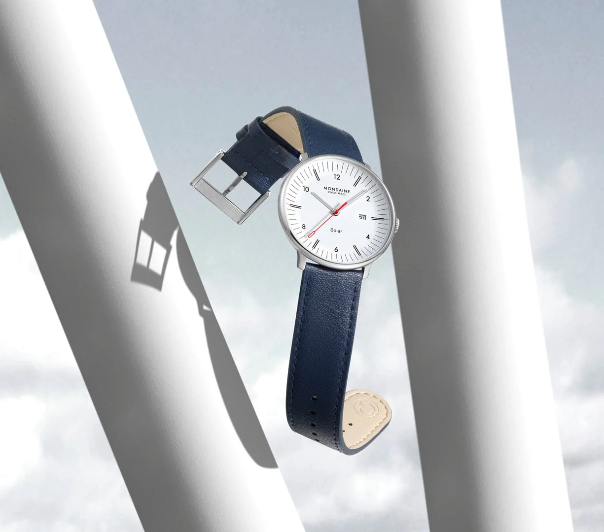 Doppio Solar, Polished Steel, 41 mm, Blue Vegan Apple Leather - Image 4