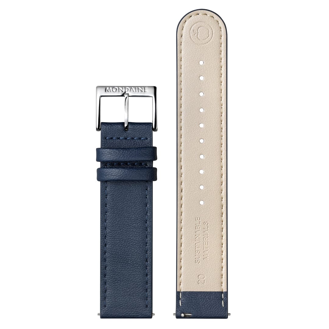 Doppio Solar, Polished Steel, 41 mm, Blue Vegan Apple Leather - Image 6