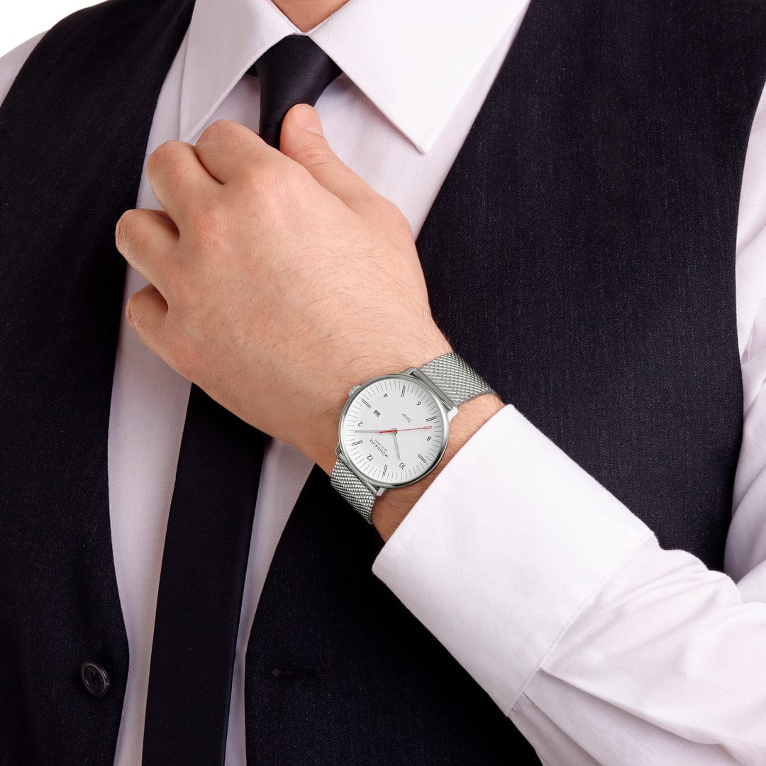 Doppio Solar, Polished Steel, 41 mm, Stainless Steel Mesh - Image 3