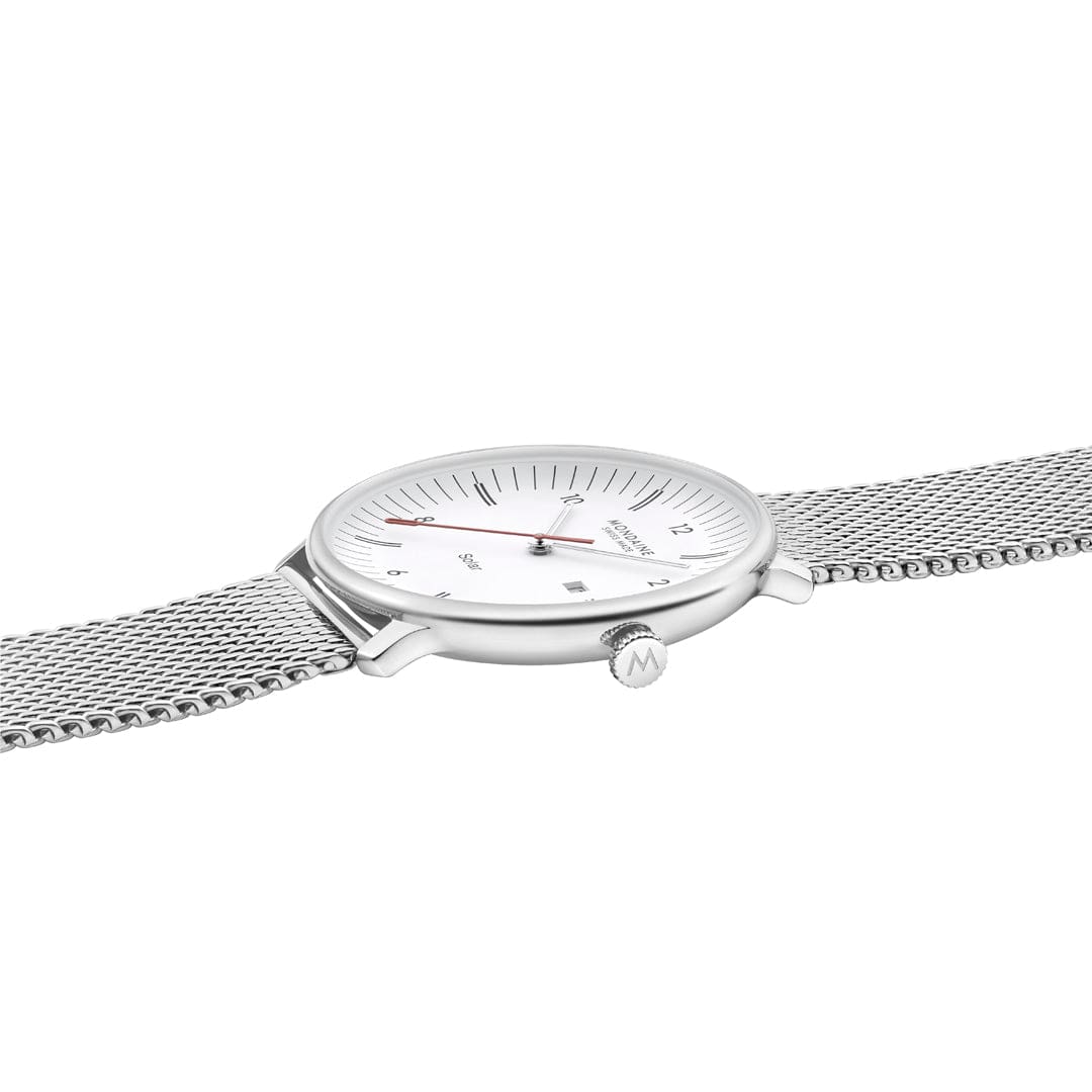 Doppio Solar, Polished Steel, 41 mm, Stainless Steel Mesh - Image 5
