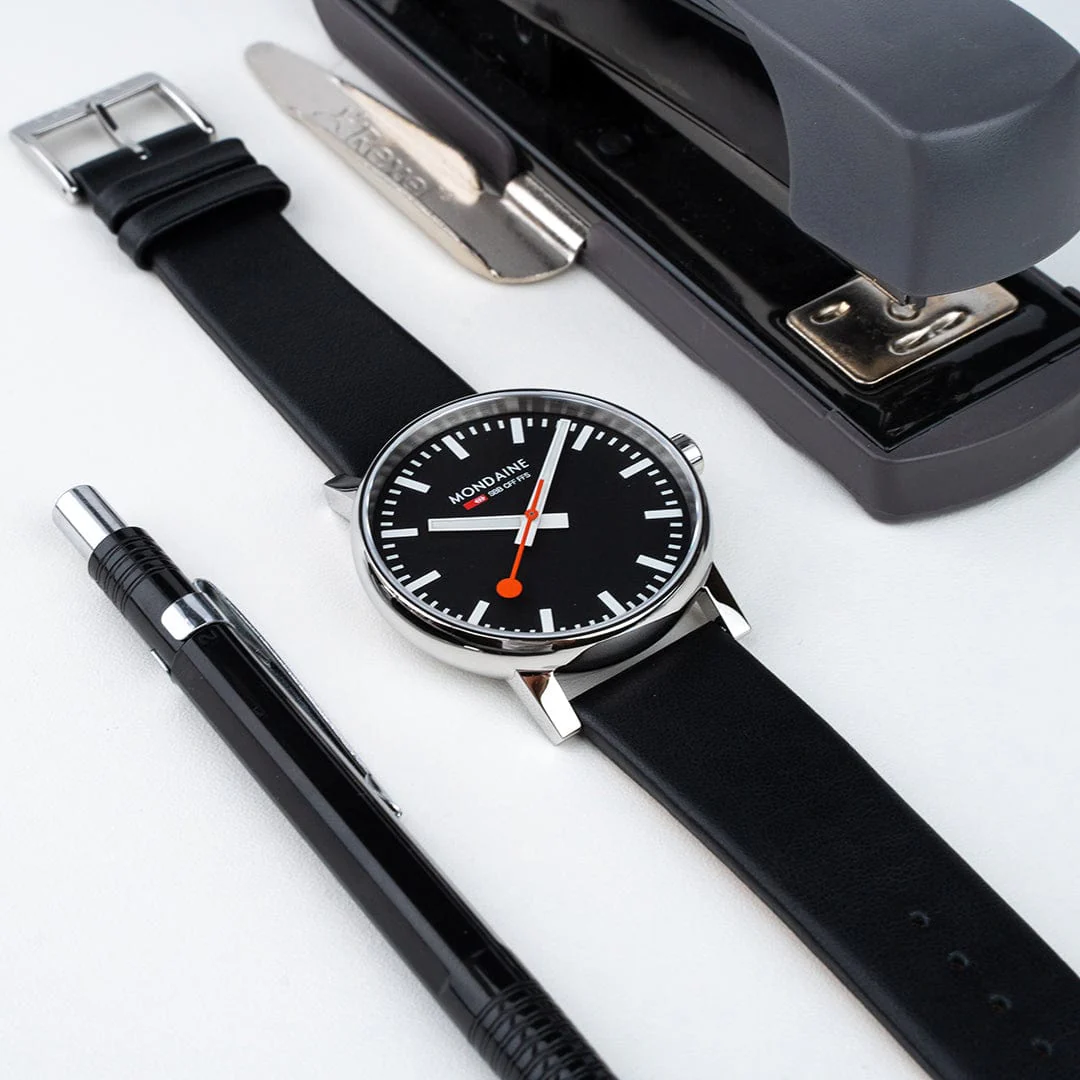 Evo2, Polished Steel, 43 mm, Black Vegan Leather - Image 12