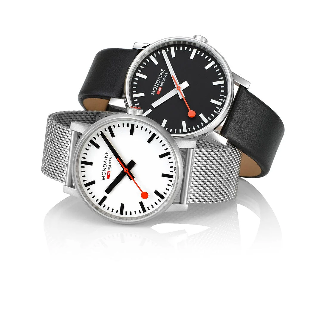 Evo2, Polished Steel, 43 mm, Black Vegan Leather - Image 4