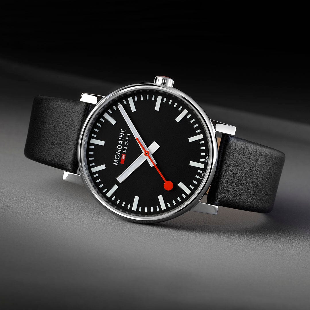 Evo2, Polished Steel, 43 mm, Black Vegan Leather - Image 5