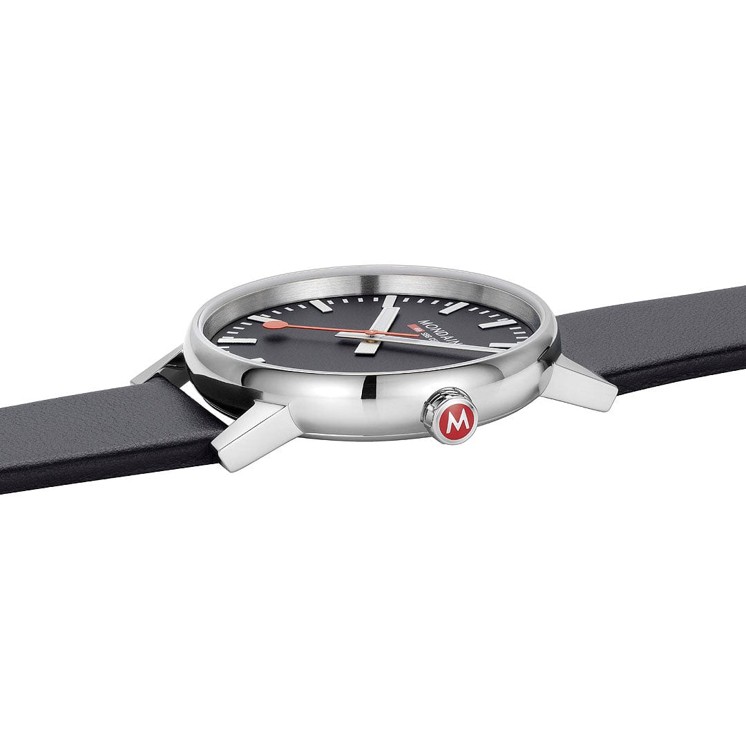 Evo2, Polished Steel, 43 mm, Black Vegan Leather - Image 8