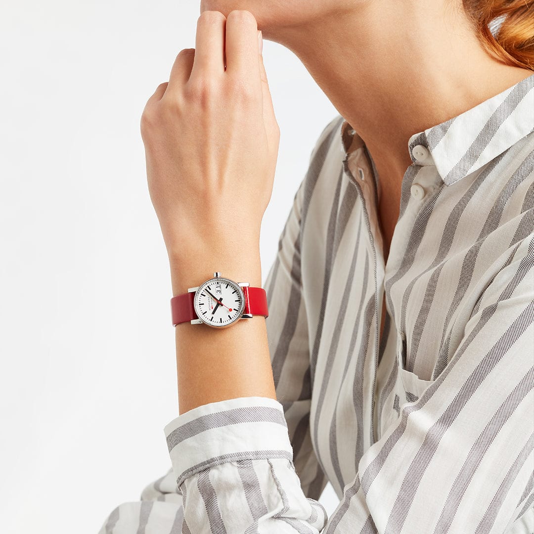 EVO2, Polished Steel, 30 mm, Red Vegan Grape Leather - Image 3