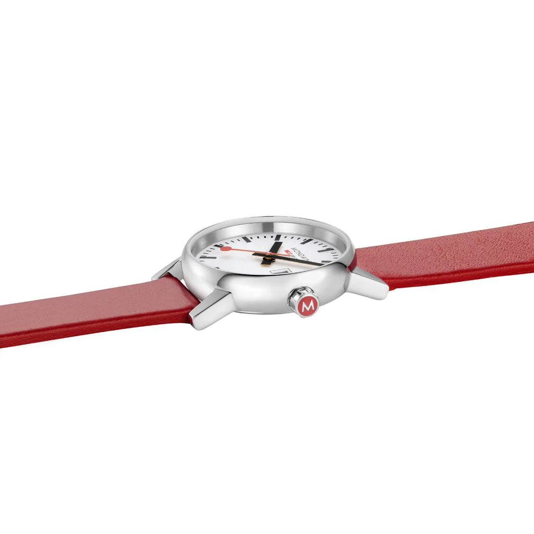 EVO2, Polished Steel, 30 mm, Red Vegan Grape Leather - Image 4