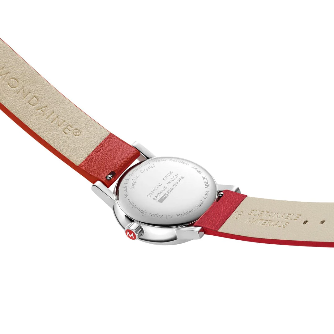 EVO2, Polished Steel, 30 mm, Red Vegan Grape Leather - Image 5