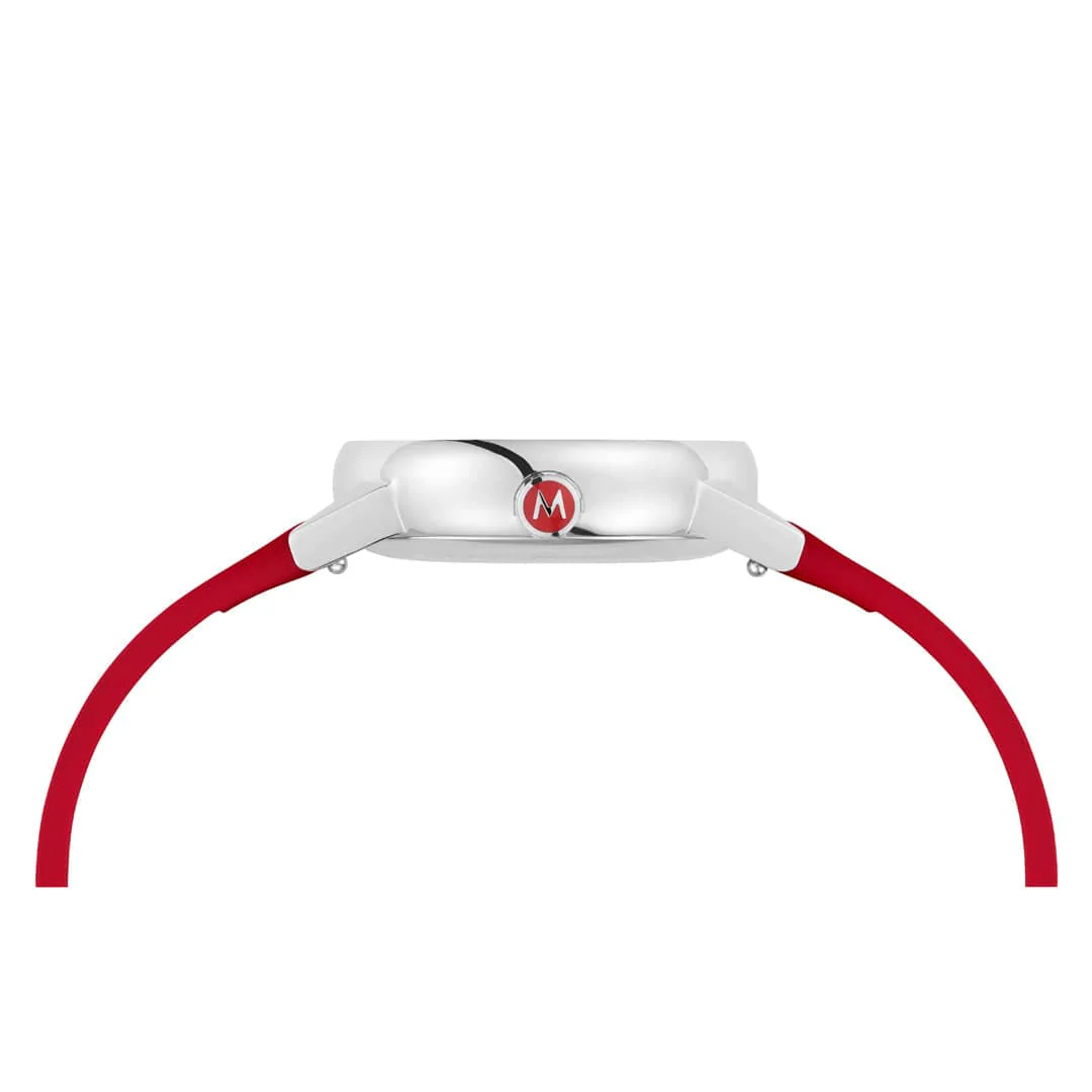 EVO2, Polished Steel, 30 mm, Red Vegan Grape Leather - Image 6