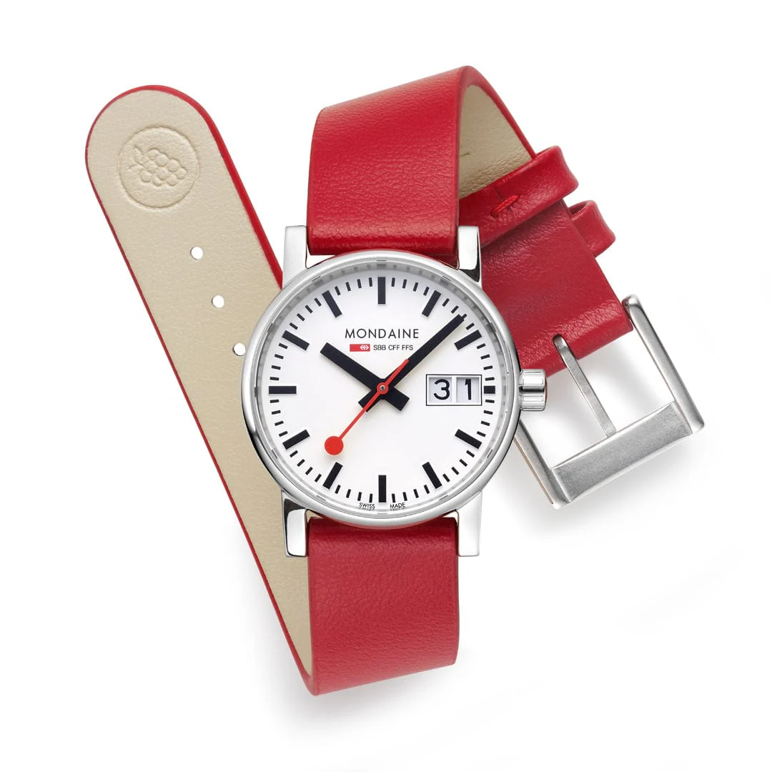 EVO2, Polished Steel, 30 mm, Red Vegan Grape Leather - Image 9