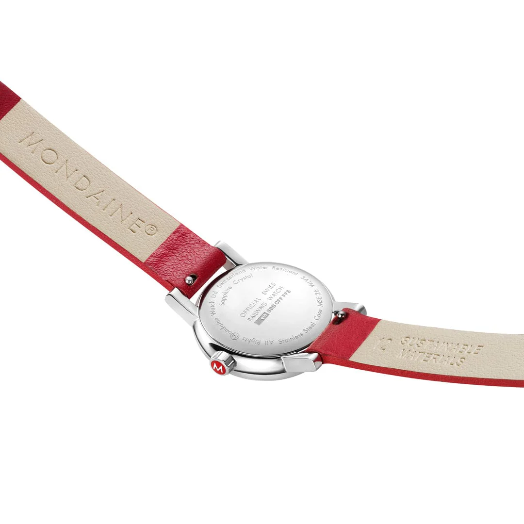 EVO2, Polished Steel, 26 mm, Red Vegan Grape Leather - Image 5