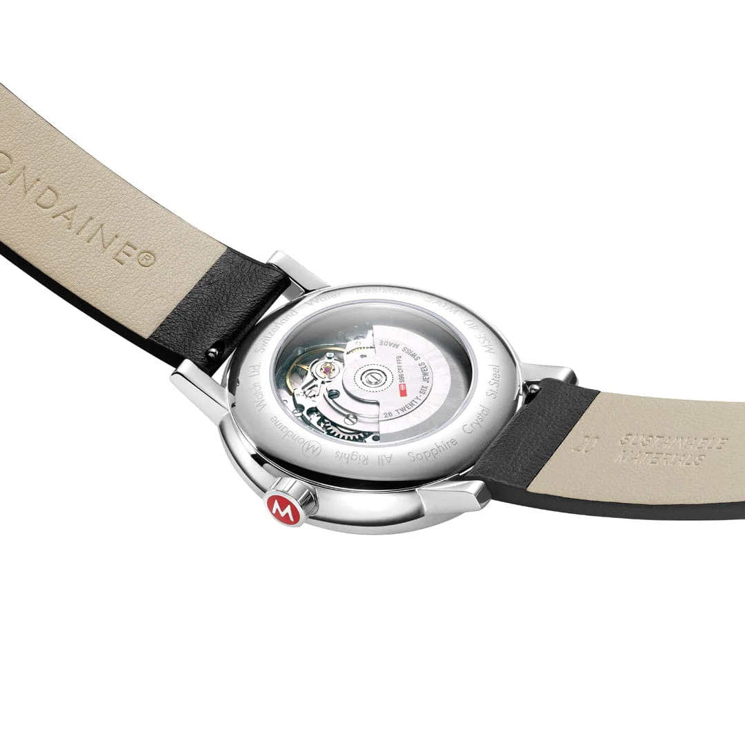 Evo2 Automatic, Polished Steel, 40 mm, Black Vegan Leather - Image 5