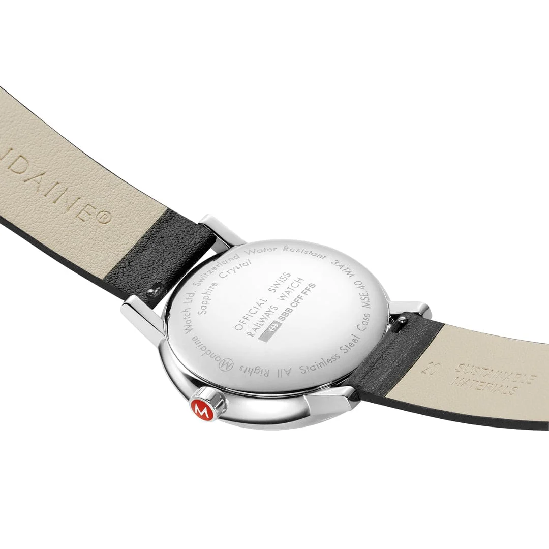 Evo2 Big Date, Polished Steel, 40 mm, Black Vegan Leather - Image 4