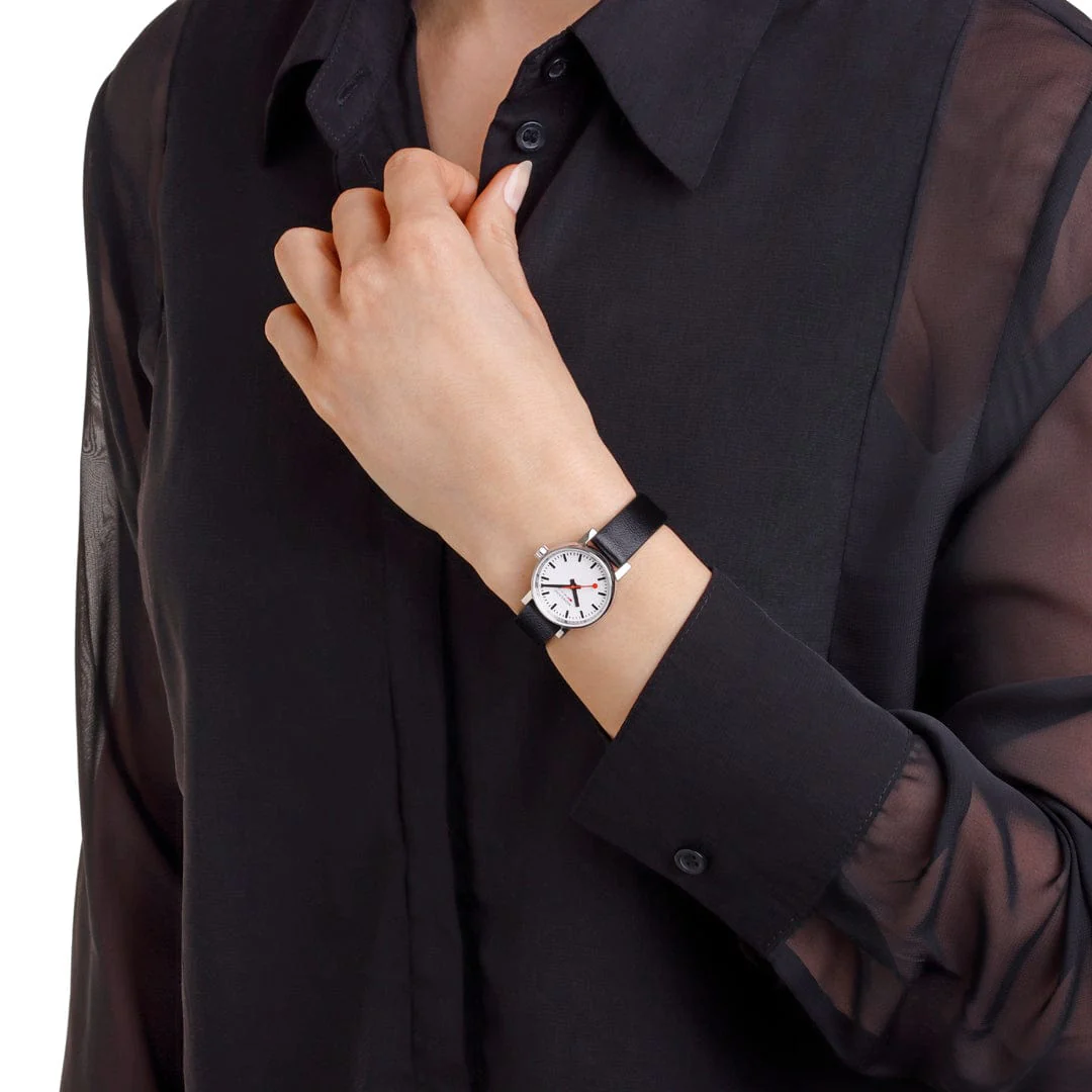 EVO2, Polished Steel, 26 mm, Black Vegan Leather - Image 3