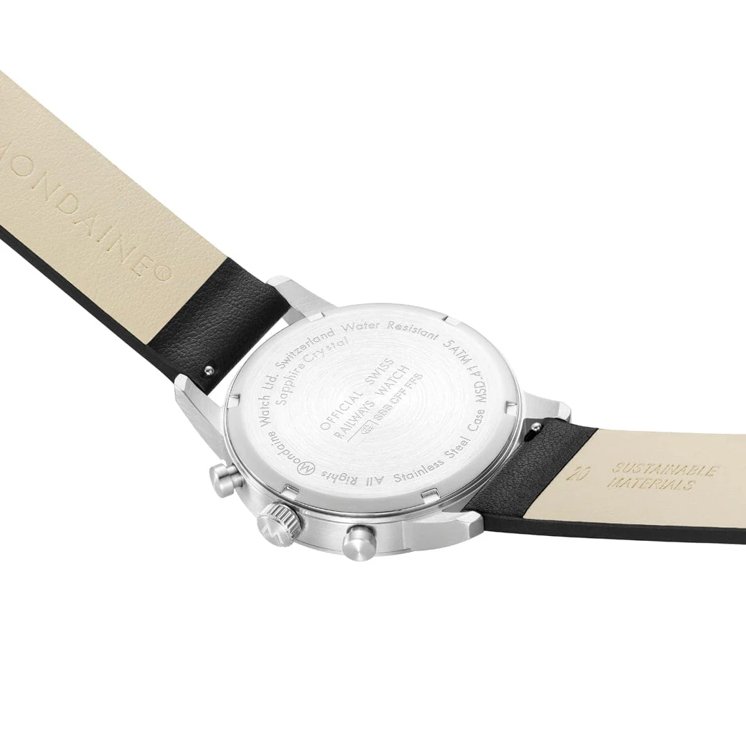 NEO, Brushed Steel, 41 mm, Black Vegan Grape Leather - Image 4