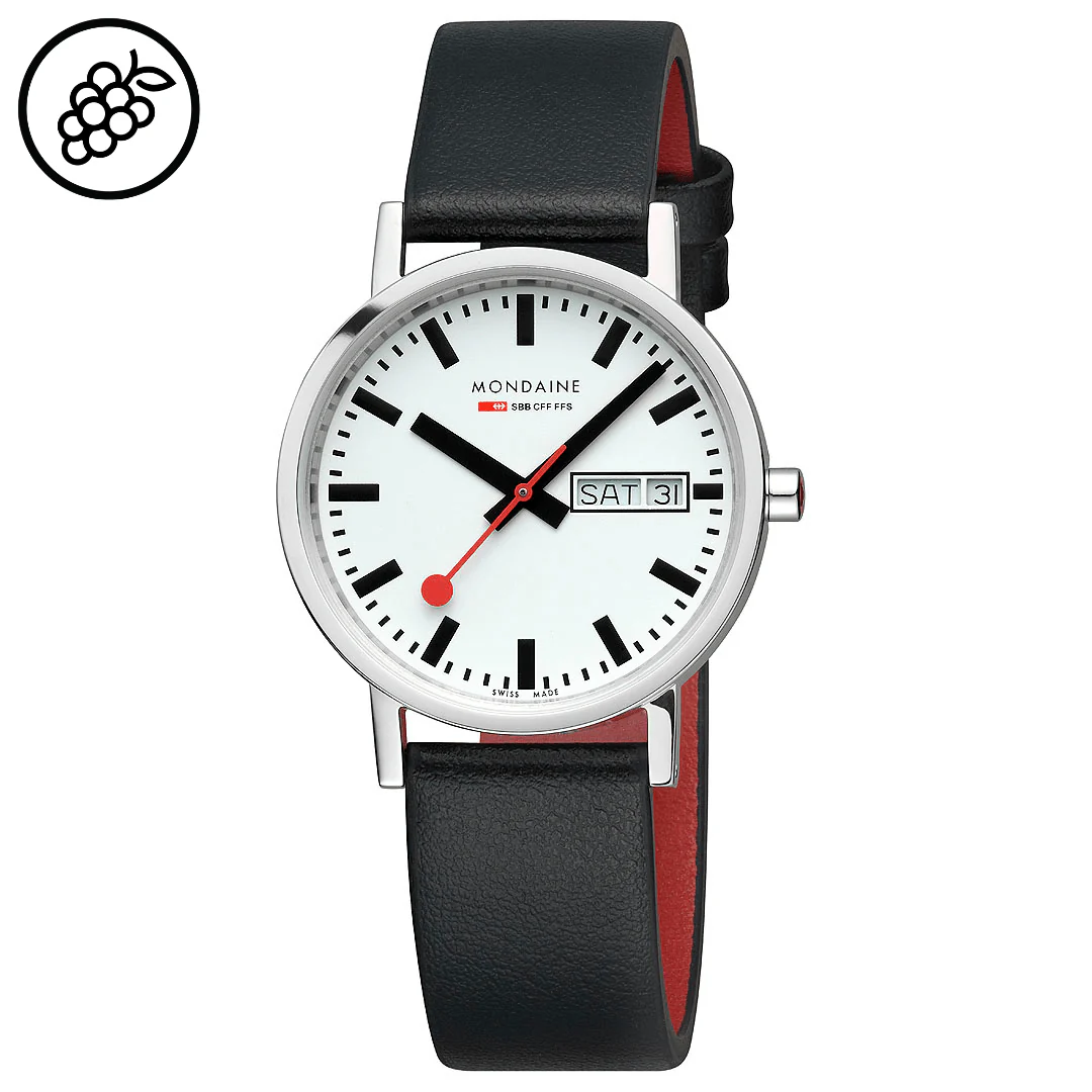 Classic, Polished Steel, 36 mm, Black Vegan Watch - Image 5