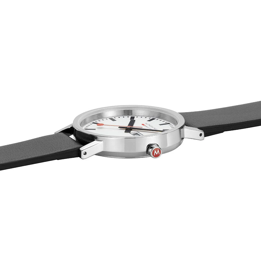 Classic, Polished Steel, 36 mm, Black Vegan Watch - Image 6