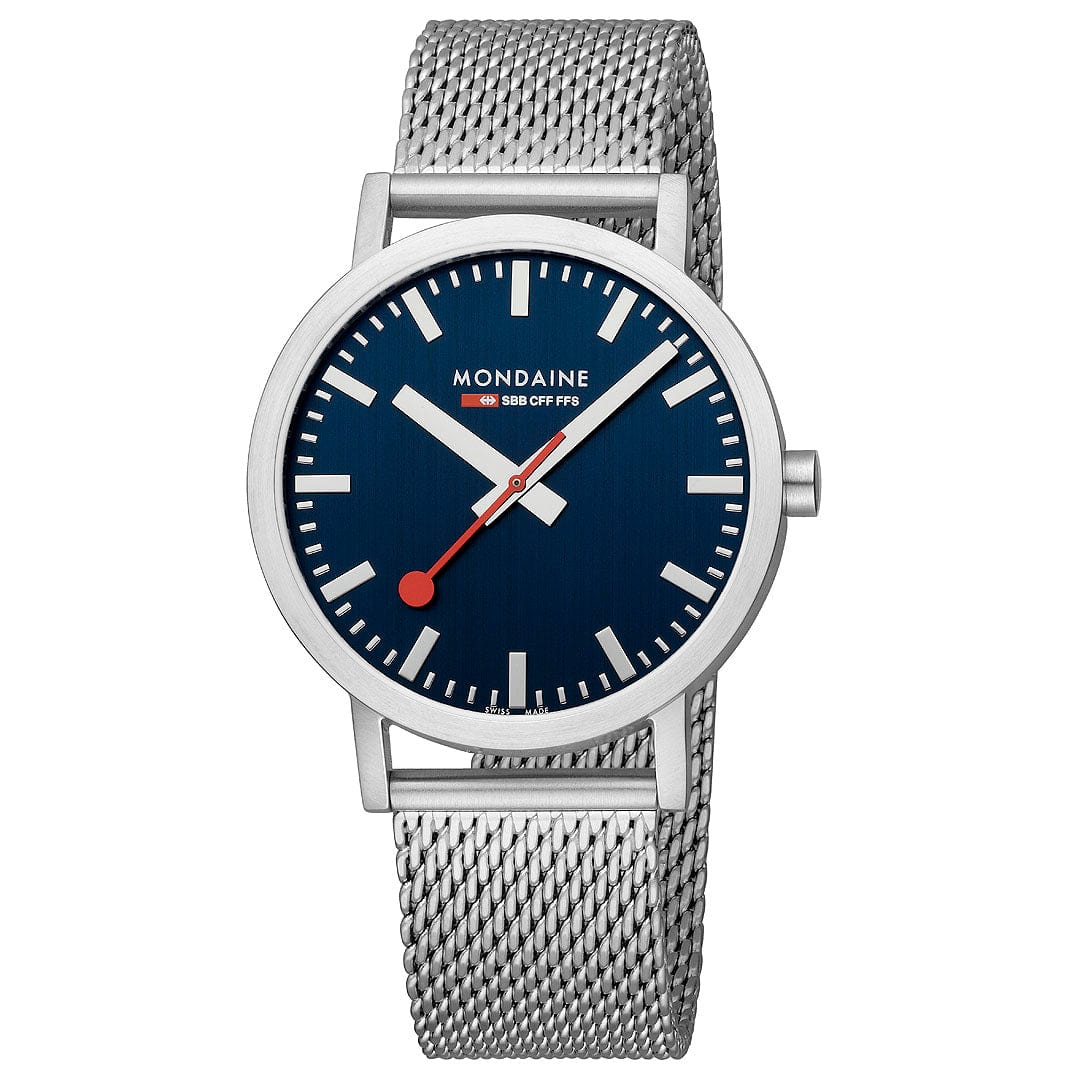 Classic, Brushed Steel, 40 mm, Stainless Steel Blue Watch - Image 4