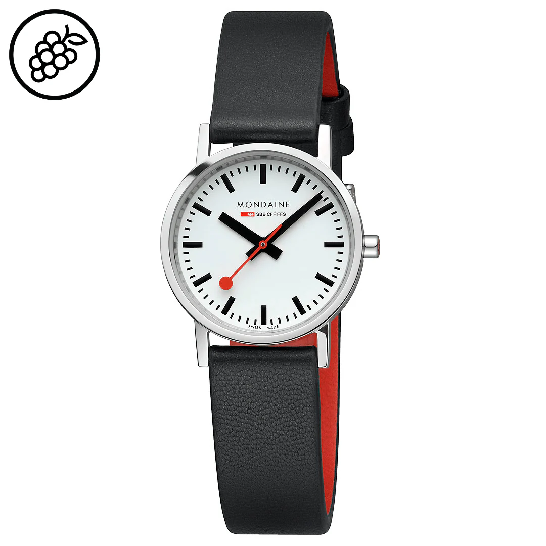 Classic, Polished Steel, 30 mm, Black Vegan Watch - Image 7