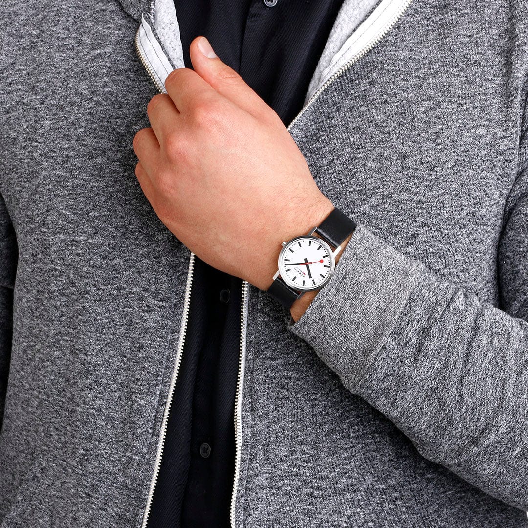 Classic, Brushed Steel, 36 mm, Black Vegan Watch - Image 3