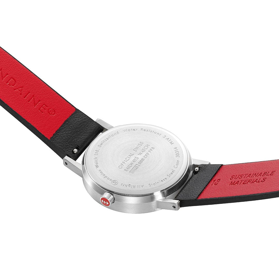 Classic, Brushed Steel, 36 mm, Black Vegan Watch - Image 4