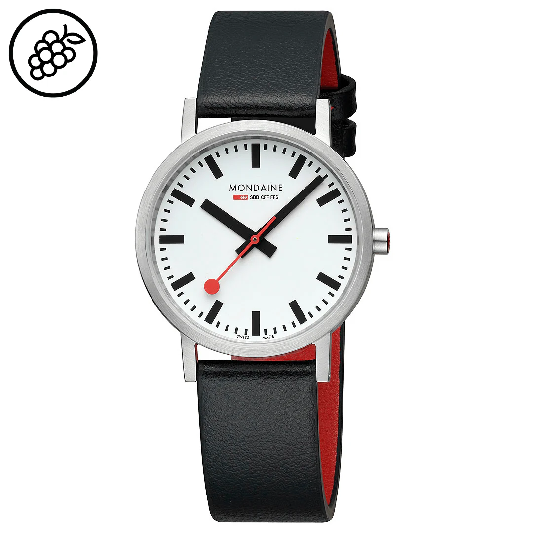 Classic, Brushed Steel, 36 mm, Black Vegan Watch - Image 5